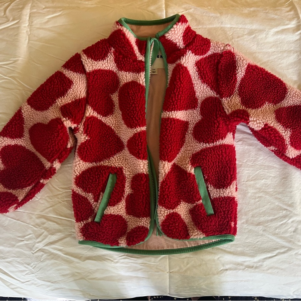 Boden Red Heart Patterned Fleece Jacket
